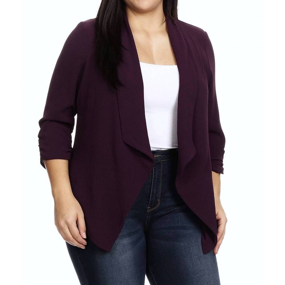 NEW MOA open front waist length blazer cardigan in purple